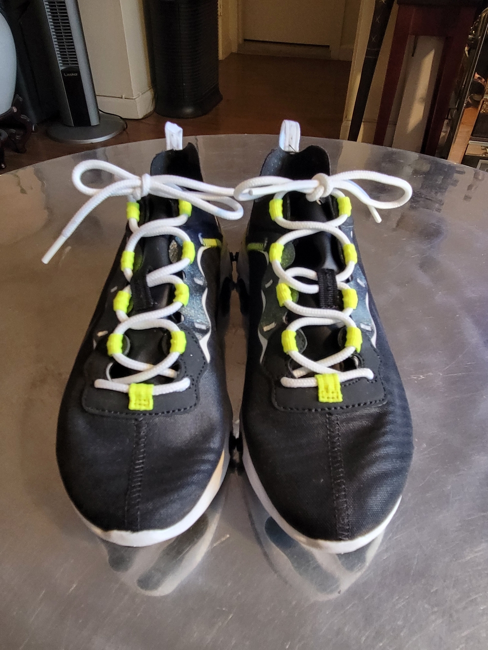 Nike Black Athletic Sneakers with Neon Yellow Accents and White Laces